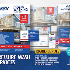 Canva-Bundle der Marke „Pressure Power Washing Services Company“.