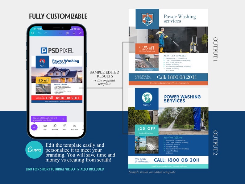 Entreprise de services de lavage à pression, à puissance ou en douceur Canva Print et Social Media Bundle image 6