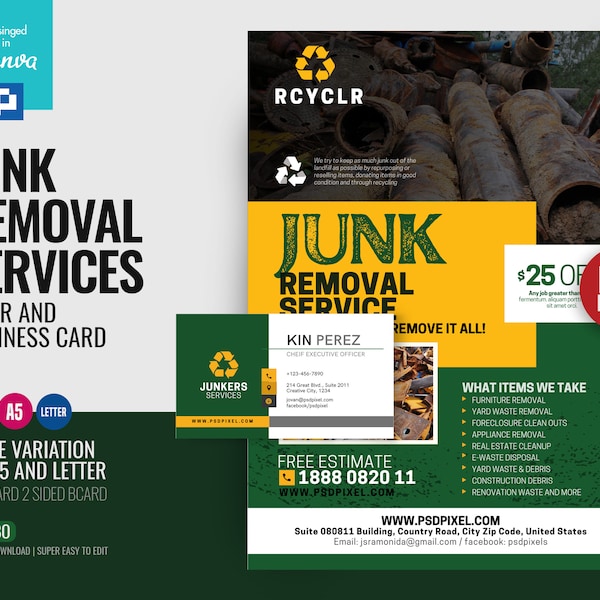 Junk Removal Business Card Etsy