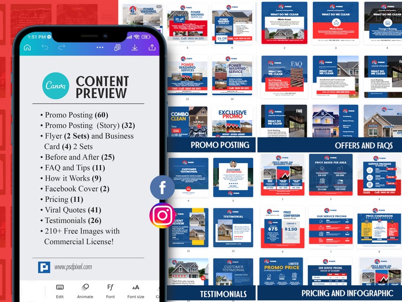 Entreprise de services de lavage à pression, à puissance ou en douceur Canva Print et Social Media Bundle image 5