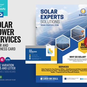 Solar Energy Promotional Flyer and Business card DIY Flyer template in Canva