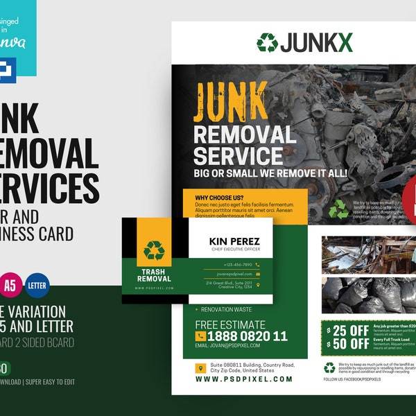 Junk Removal Business Card Etsy Ireland
