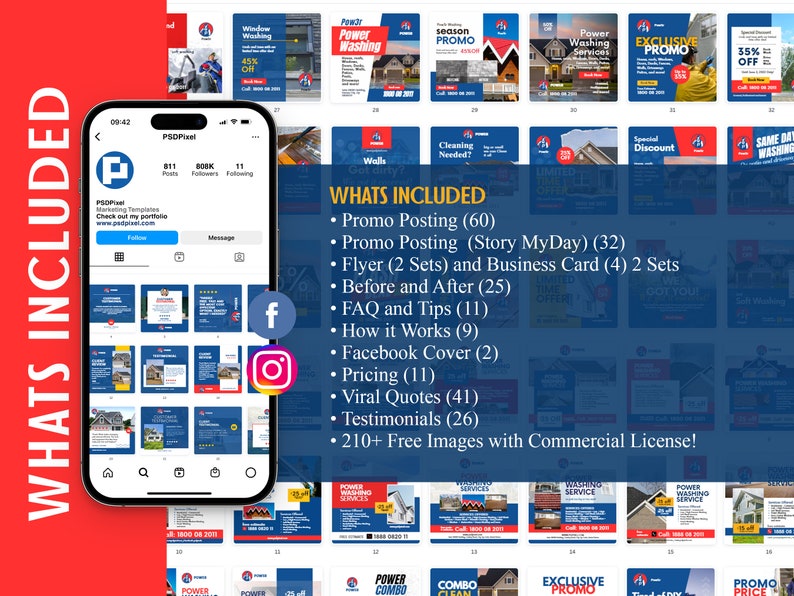 Entreprise de services de lavage à pression, à puissance ou en douceur Canva Print et Social Media Bundle image 2