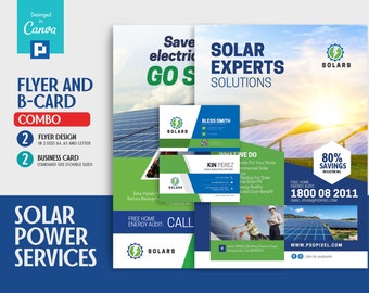 Solar Company Flyer & Business Card Canva Template