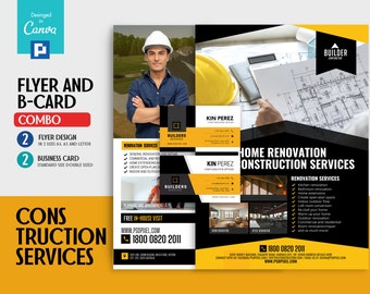 Construction Services and Builder Flyer and Business Card Combo