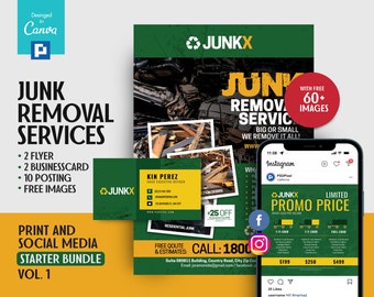 Junk Removal Print and Social Media Bundle in Canva Mini Bundle Vol 1