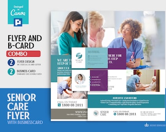 Senior Care Flyer & Business Card Canva Template