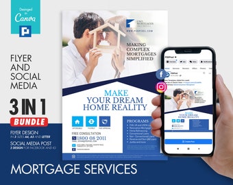 Lending and Financing Company Flyer and Social Media Combo Promotional Canva Template