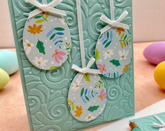 Beautiful Handmade Hanging Eggs Easter Card