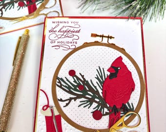 Handmade Embroidery-Themed Holiday Cards | Set of 4