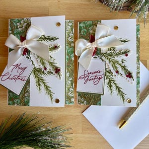 Beautiful Handmade Holiday Greenery Card | Set of 4
