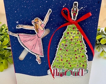 Clara’s Nutcracker Dream— Handmade Holiday Ballet Card | Interactive Slider Card