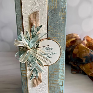 Handmade Beautifully Adorned Wedding Card | Slimline Cards