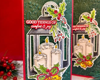 Handmade Good Tidings Holiday Card | Slimline Cards | Group Cards