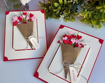 Handmade Heart Bouquet Valentine Card | 3D XOXO Card