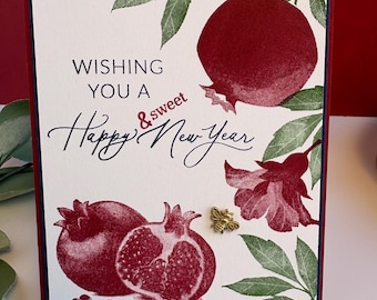 Elegant Handmade Rosh Hashanah Card | L’Shanah Tovah | Pomegranate Jewish New Year Greeting