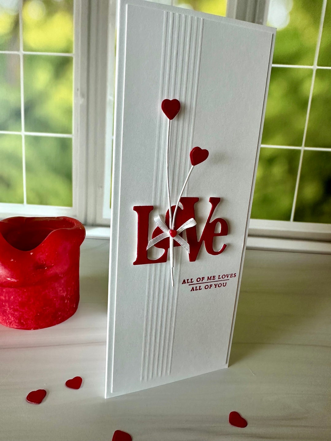 Handmade Valentine's Day Card: Red Heart Slimline Love Card - Etsy