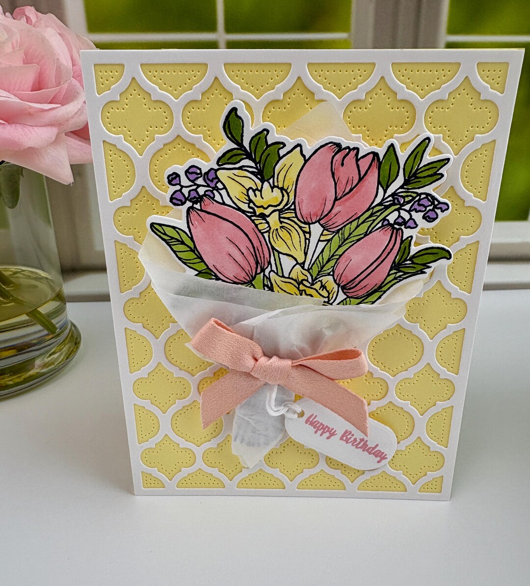 Handmade Spring Flower Bouquet Birthday Card - Etsy