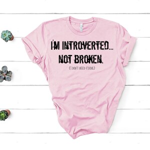 Je suis introverti... pas brisé Chemise introvertie Chemise de citation positive T-shirt Introvertis T-shirt introverti Chemise introvertie drôle Pink