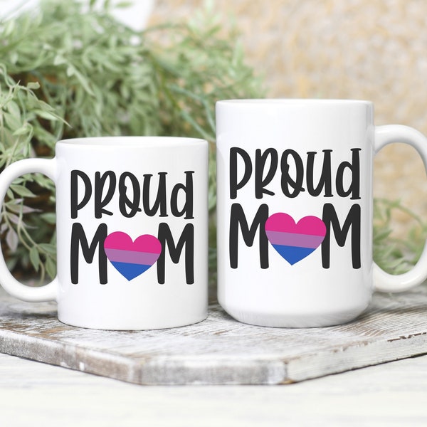 Proud Mom LGBTQ Bisexual Coffee Mug | Lgbt Mug | lgbtq Pride Gift | Proud Mom Mug | Bisexual Pride Flag Coffee Cup | Proud Parent Mug