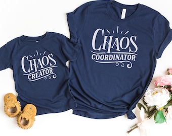 Coordinateur Chaos | Créateur de chaos | Maman et moi chemises | Cadeau pour maman | Chemises de fille de maman | Chemises de fils de maman | Chemises drôles maman et moi