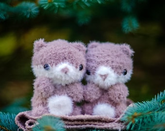 Handgemachtes Otter Plüschtier, Gehäkeltes Amigurumi Plüsch, Valentinstag Geschenk, Weihnachtsgeschenk, Weihnachtsgeschenk
