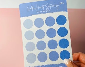 Blue Big Dots Sticker Sheet in "Color Me Blue" - Round gradient stickers for planner, bullet journal, agenda, calendar
