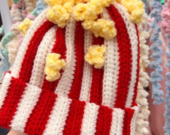 Crochet Popcorn Bucket Hat - Handmade, Custom Colors Available - Small Stripes