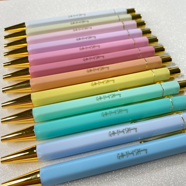 Pastel Pens - Ballpoint Blue or Black Ink Pens for Work, Office, Decoration, Multicolor Pens in Blue, Lavender, White, Pink, Mint, 0.7mm