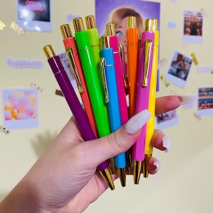 Stylo à Bille - Encre Bleue ou Noire pour le bureau, travail, décoration, crayons multicolores en orange, bleu, vert, rose, mauve, 0.7 mm