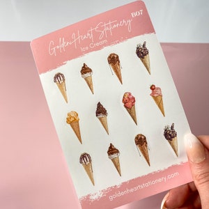 Ice Cream Sticker Sheet - Dessert stickers for planner, bullet journal, agenda, calendar, realistic looking stickers