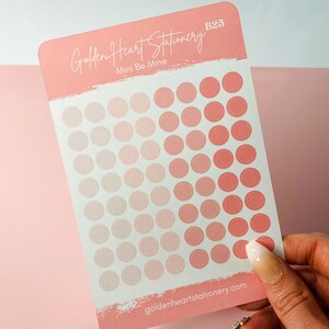 Peach Small Dots Sticker Sheet in "Be Mine" - Round stickers for planner, bullet journal, agenda, calendar, scrapbooking