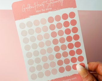 Peach Small Dots Sticker Sheet in "Be Mine" - Round stickers for planner, bullet journal, agenda, calendar, scrapbooking