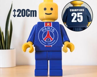 Figura de jugador de fútbol Paris Saint-Germain de la Liga de Campeones PSG de 20 cm - Nombre y número a elección - Impresa en 3D.