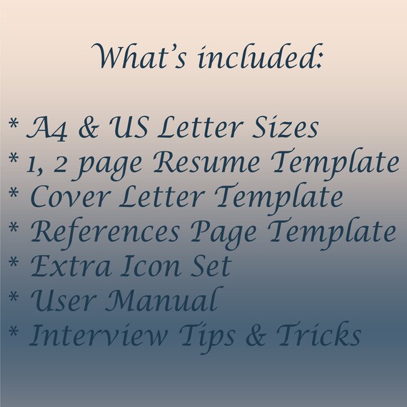 Blue Resume Creative Resume And Cover Letter Template Google Etsy