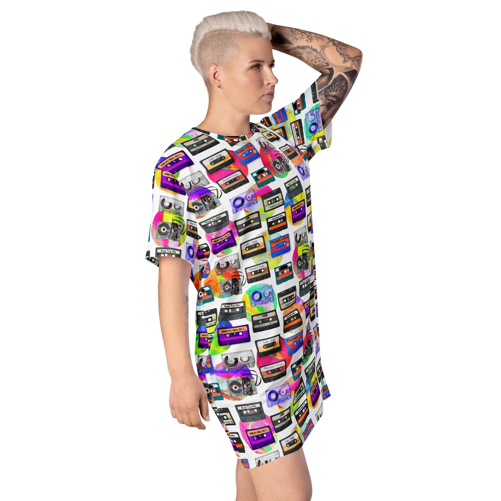 Mix Tape Retro 90s Nostalgia T-shirt Dress // 80s Nostalgia - Etsy