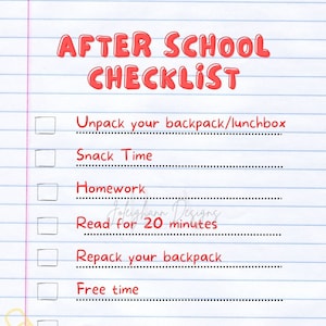 Kids After School Checklist