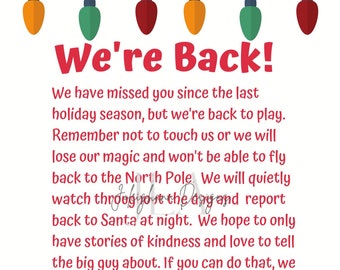 We're Back Elf Note, Christmas Elf, Christmas Elves Back