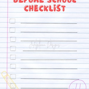 Before School Kids Checklist Etsy
