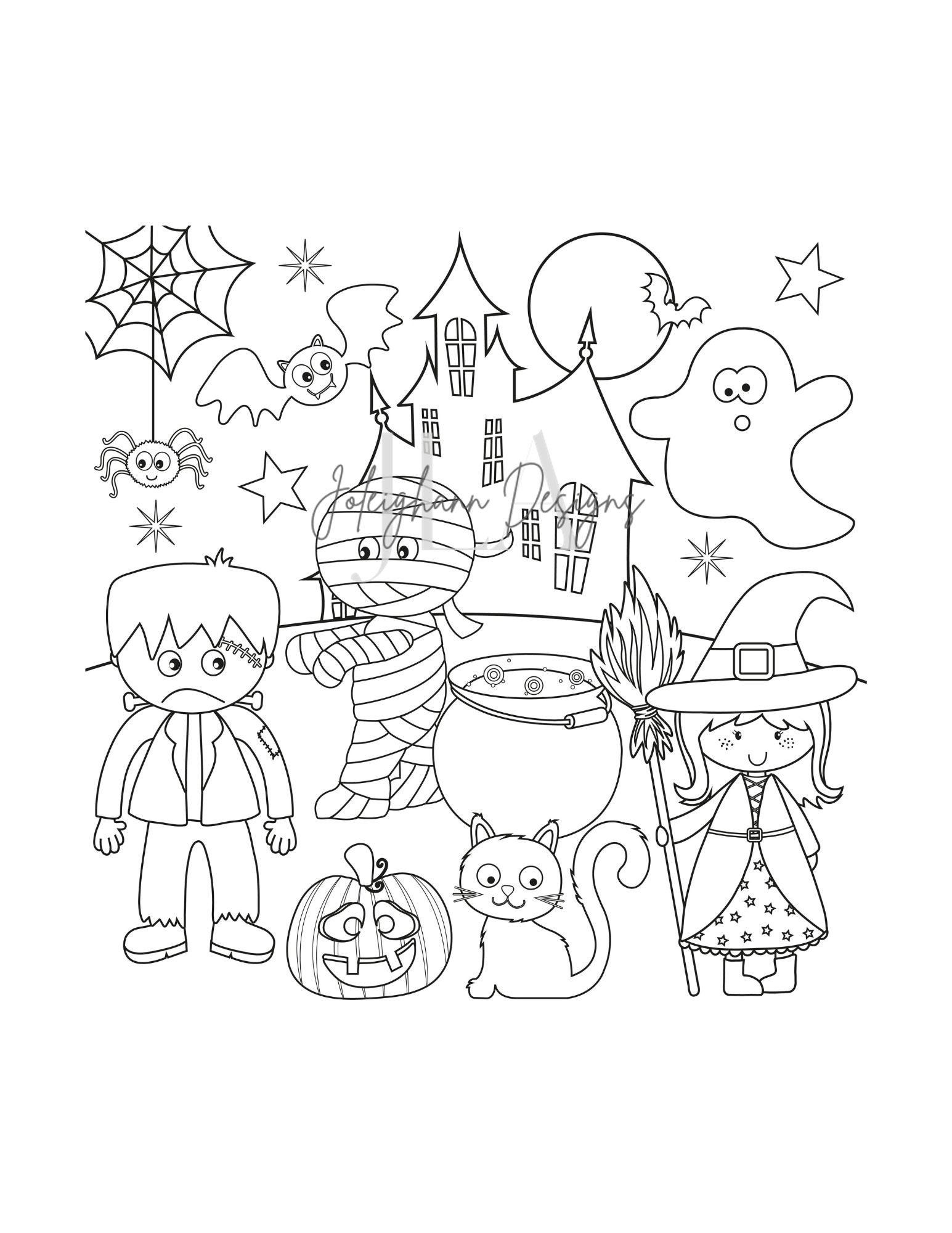 Halloween Printable Coloring Book, Halloween Coloring Pages, Coloring ...
