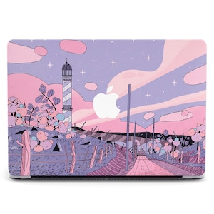 Anime Fun Art MacBook M4 Air M4 M2 Case Country Side Lighthouse MacBook Pro 15 16 2021 Cover Purple Anime Style Pro 14 Screen Protection
