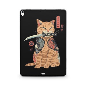 Anime Cat 10.9 Ipad Pro 10.5 Case Samurai Kitty iPad Air 4 3 Case Anime Print iPad Mini 5 4 Case Silicone Back Cover Japanese iPad Pro 12.9