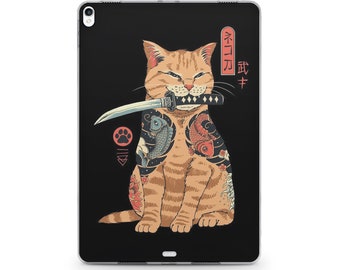 Anime Cat 10.9 Custodia per iPad Pro 10.5 Samurai Kitty Custodia per iPad Air 4 3 Stampa Anime Custodia per iPad Mini 5 4 Cover posteriore in silicone iPad Pro 12.9 giapponese