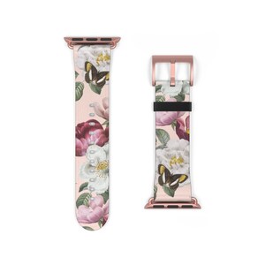 Floral iWatch Band 38mm Butterfly Apple Watch Leather Wristband iWatch 42mm All Series Band Apple Watch Band 40mm Roses Print