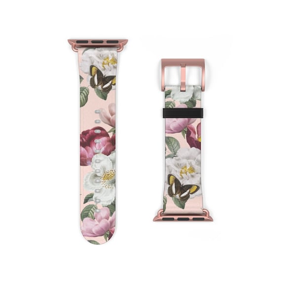 NEW Butterfly Floral Apple Watch Band Amazon.com: Melyis Floral Butterfly Engraved Band Compatible  main image 2