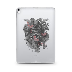 Samurai Demon Mask iPad Pro 12.9 2022 iPad Pro 11 2021 Case Back Cover Japanese Art  Illustration iPad 9.7 Mini 4 5 6 Flip Case iPad Cover