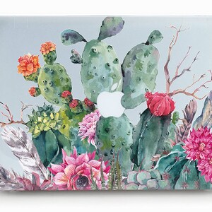 Colorful Floral Cactus Clear Transparent Protective Sleeve Plastic Hard Case Cover for MacBook M4 Pro Air M4 Air M2 Pro 16 Pro 15 Shell Case