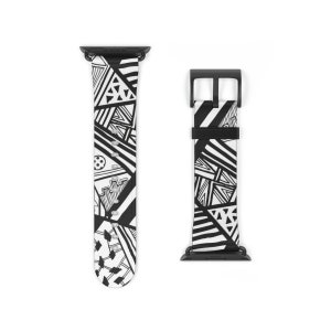 Black&White Absract Art Design Apple Watch Band 38 mm Strap For iWatch 42 mm Abstract Print Eco Leather Band For Apple Watch Series 1-8