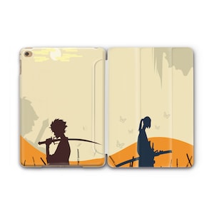 Mugen Jin Samurai Anime iPad Pro 11 12.9 Smart Cover Champloo Art Case Durable Plastic Case iPad Air 4 3 Floral Pattern Print iPad 9.7 Case
