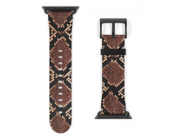 Apple Watch バンド スネークスキンプリント 40 mm 38 mm 42 mm 44 mm スネークスキン フェイクレザー iWatch アニマルプリント 秋ファッション ストリートウェア シリーズ 5 4 LLC25